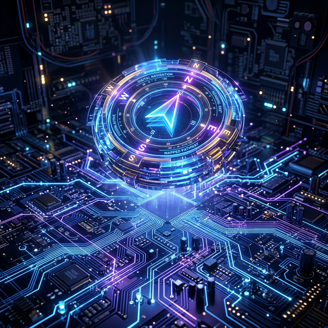 Một tấm bản đồ kỹ thuật số hiện đại mô phỏng mạng lưới các công nghệ AI kết nối với nhau.