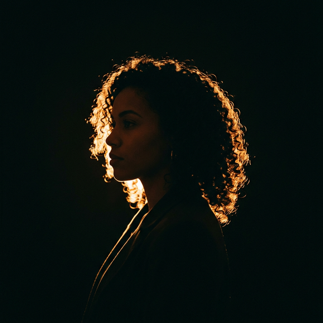 Rim Light Halo Separation — golden rim edge glowing around subject against pure black background