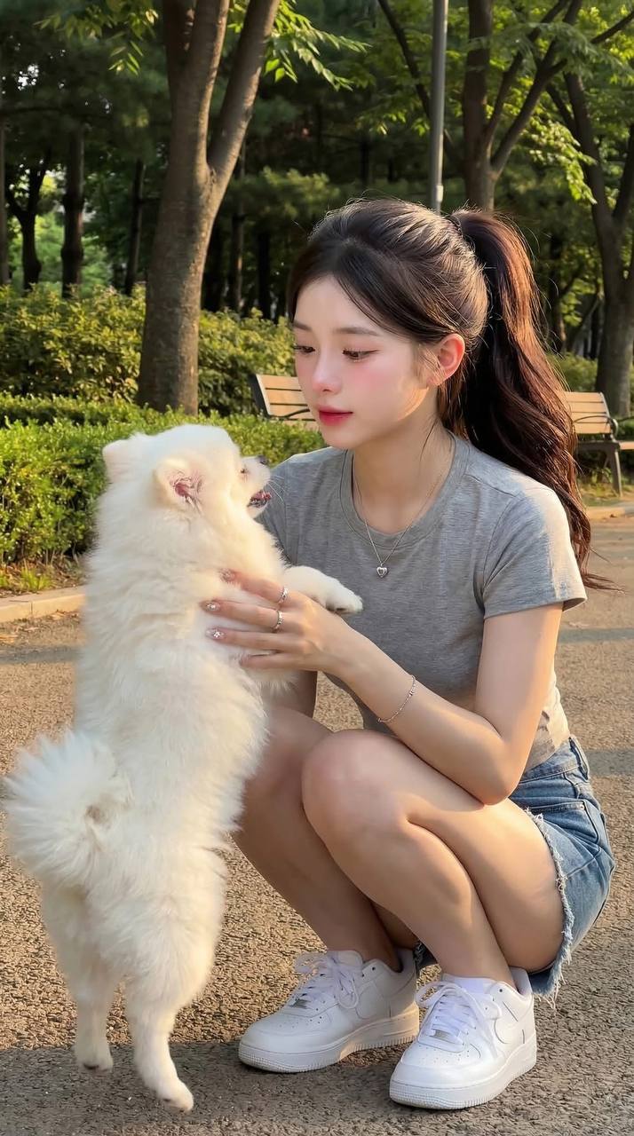 Pose 5 – Walking the Pomeranian